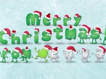 带着圣诞帽走来的可爱字体角色动画设计