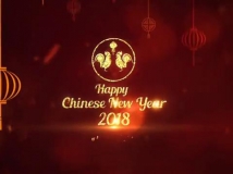 悬挂的灯笼和祝福新春快乐的标题，中国风春节主题
